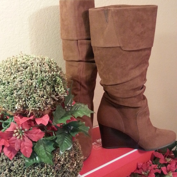 SO WEDGES HEEL WOMEN'S SLOUCH BOOTS SIZE 8 - Picture 3 of 4